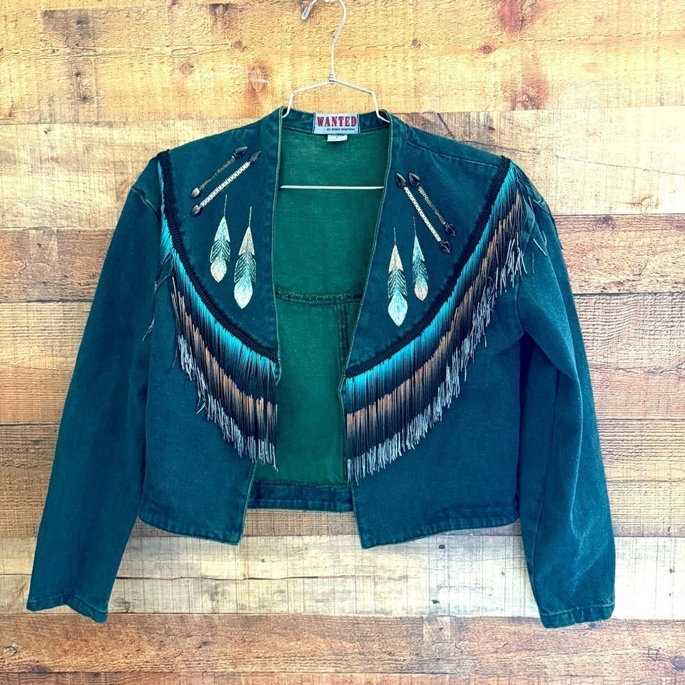 1980’s Wanted By Beads Beautiful Bolero Style Fringe Jacket - Picture 1 of 10